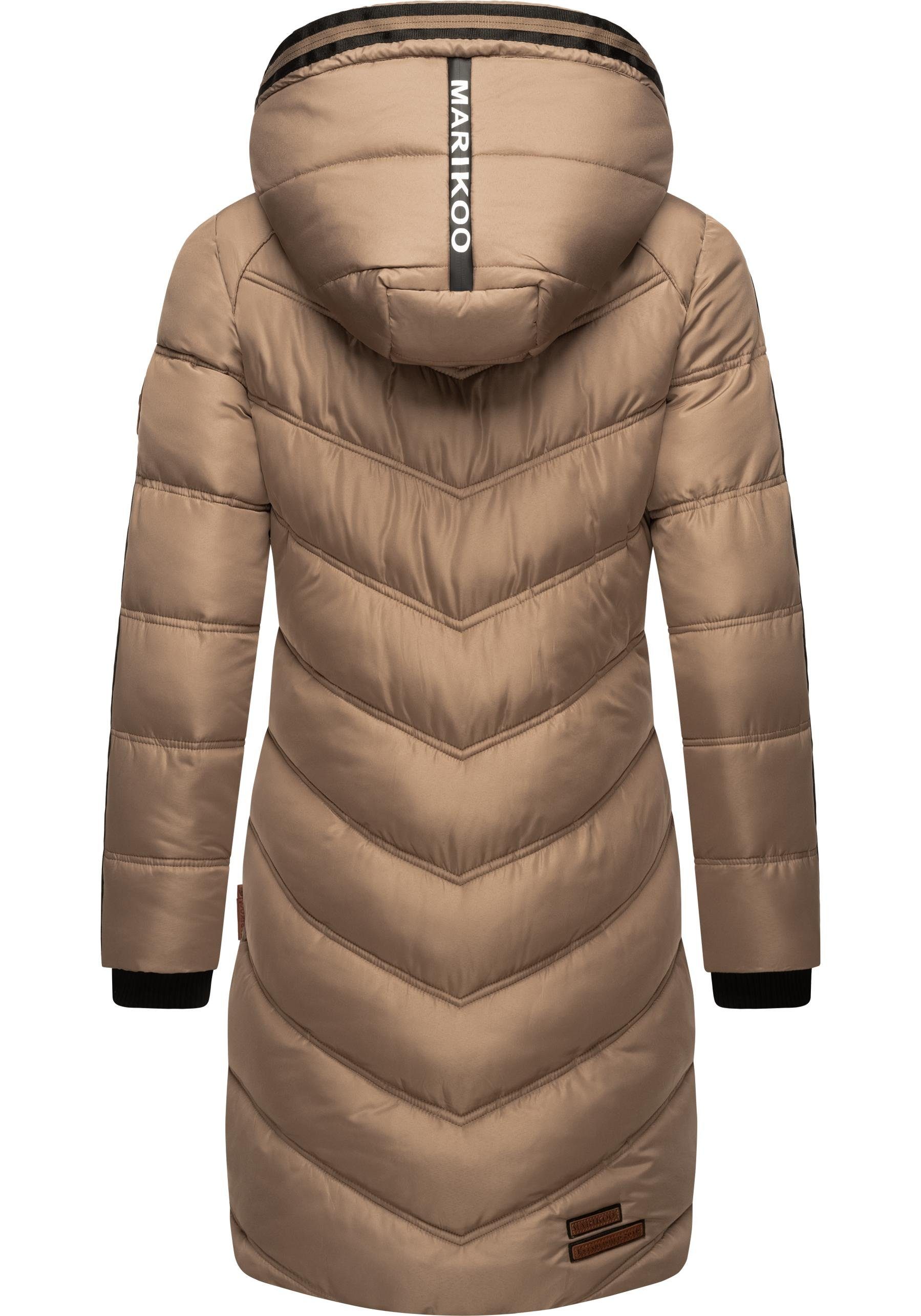 Marikoo Wintermantel Armasa modischer Damen Winter Steppmantel mit Kapuze – Bild 3 von 4