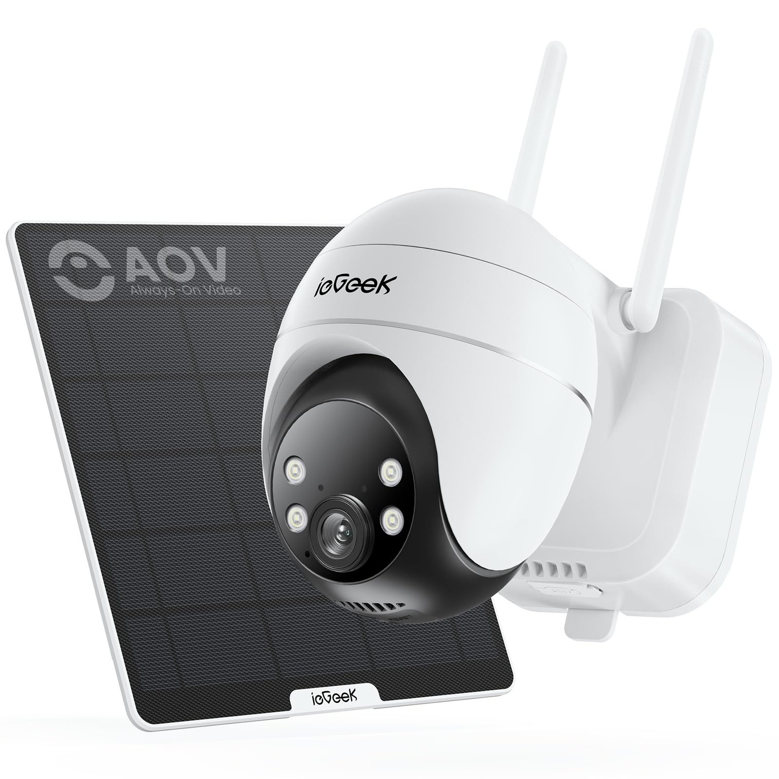TWUFY Überwachungskamera ieGeek 24/7 AOV Überwachungskamera Aussen mit Auto-Tracking (Outdoor, Außenbereich, außen, Aussen, 5W Solarpanel & 9000mAh Akku, 30m Farbnachtsicht, 1-tlg., 2.5K 4MP 360° PTZ Kamera Solar, Camera Outdoor WLAN Kabellos mit Intellig