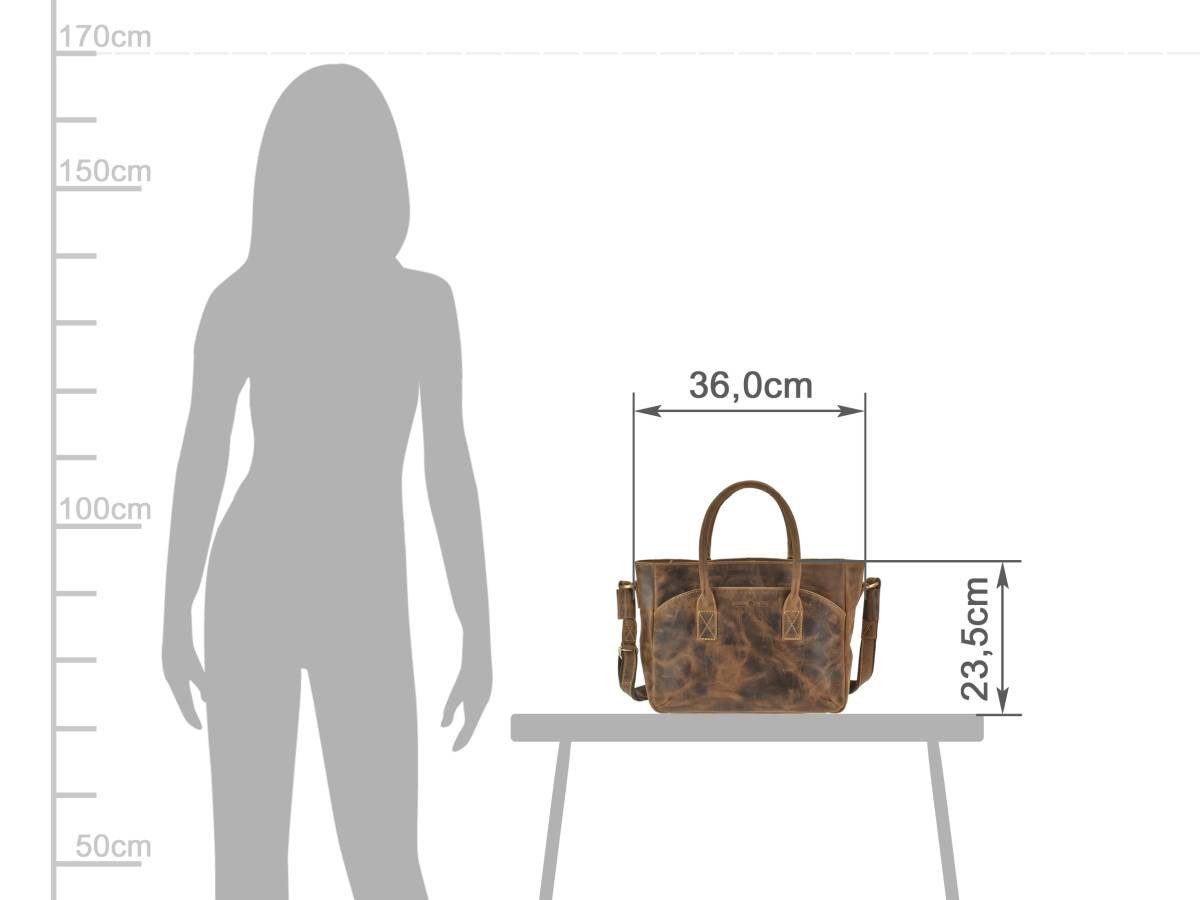Greenburry Umhängetasche "Vintage" Umhängetasche Leder 36x23cm antikbraun, Shopper, Handtasche, Damen, antikbraun