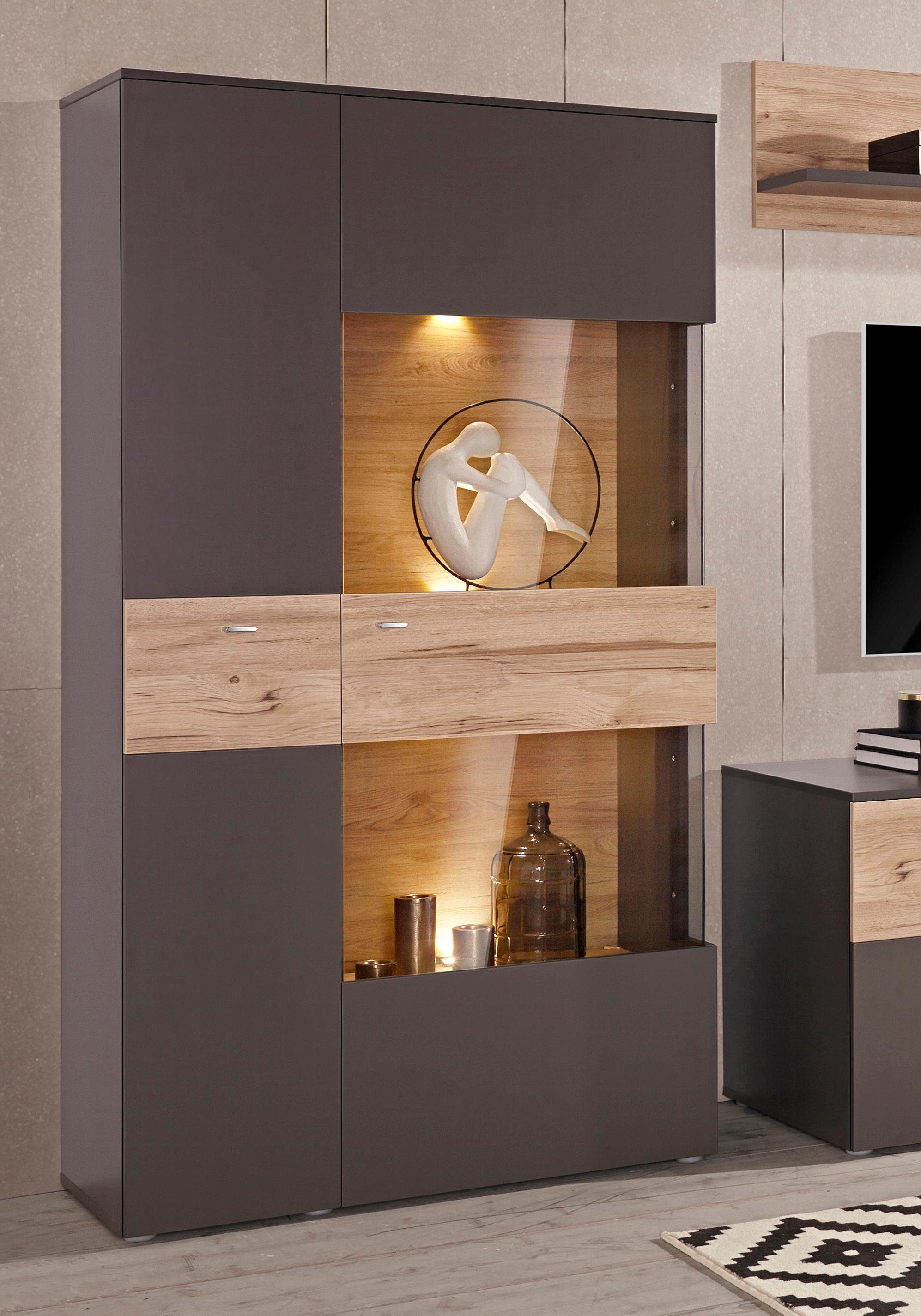 FORTE Vitrine Como Highboard, LED Beleuchtung günstig online kaufen