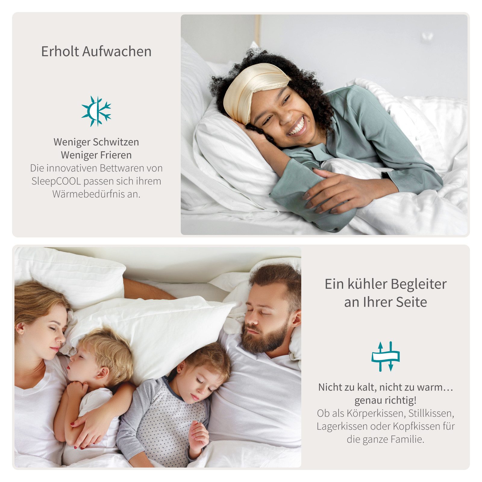 SleepCOOL Seitenschläferkissen Temperaturregulierend, mit Kühleffekt, Optimale Temperatur