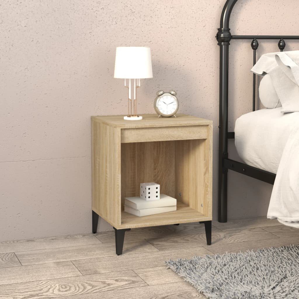 Nachttisch Sonoma-Eiche 40 x 35 x 50 cm aus Holzwerkstoff und Metall