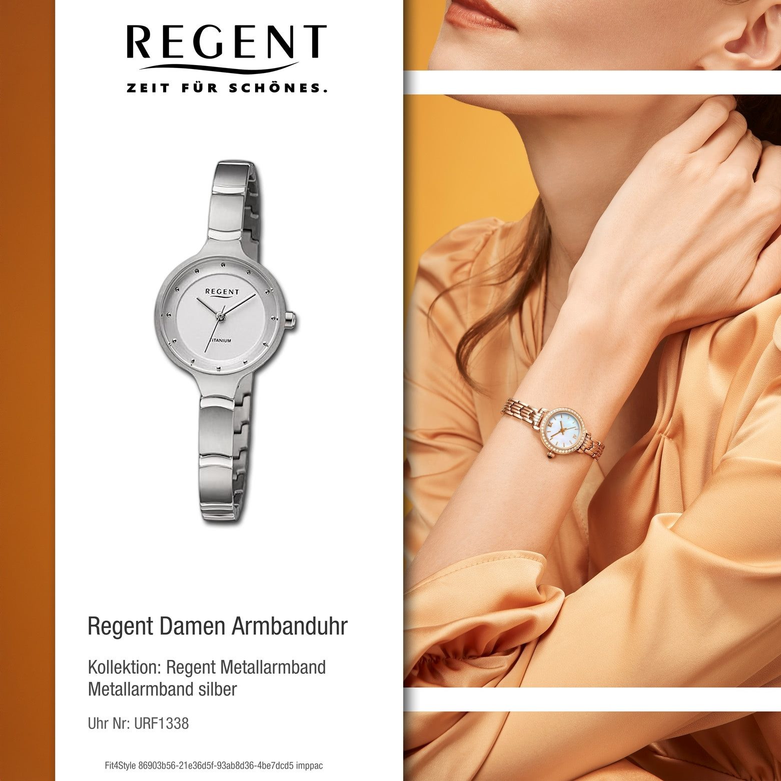 Regent Quarzuhr Regent Damen Armbanduhr Analog, (Analoguhr), Damen Armbanduhr rund, extra groß (ca. 26mm), Metallarmband