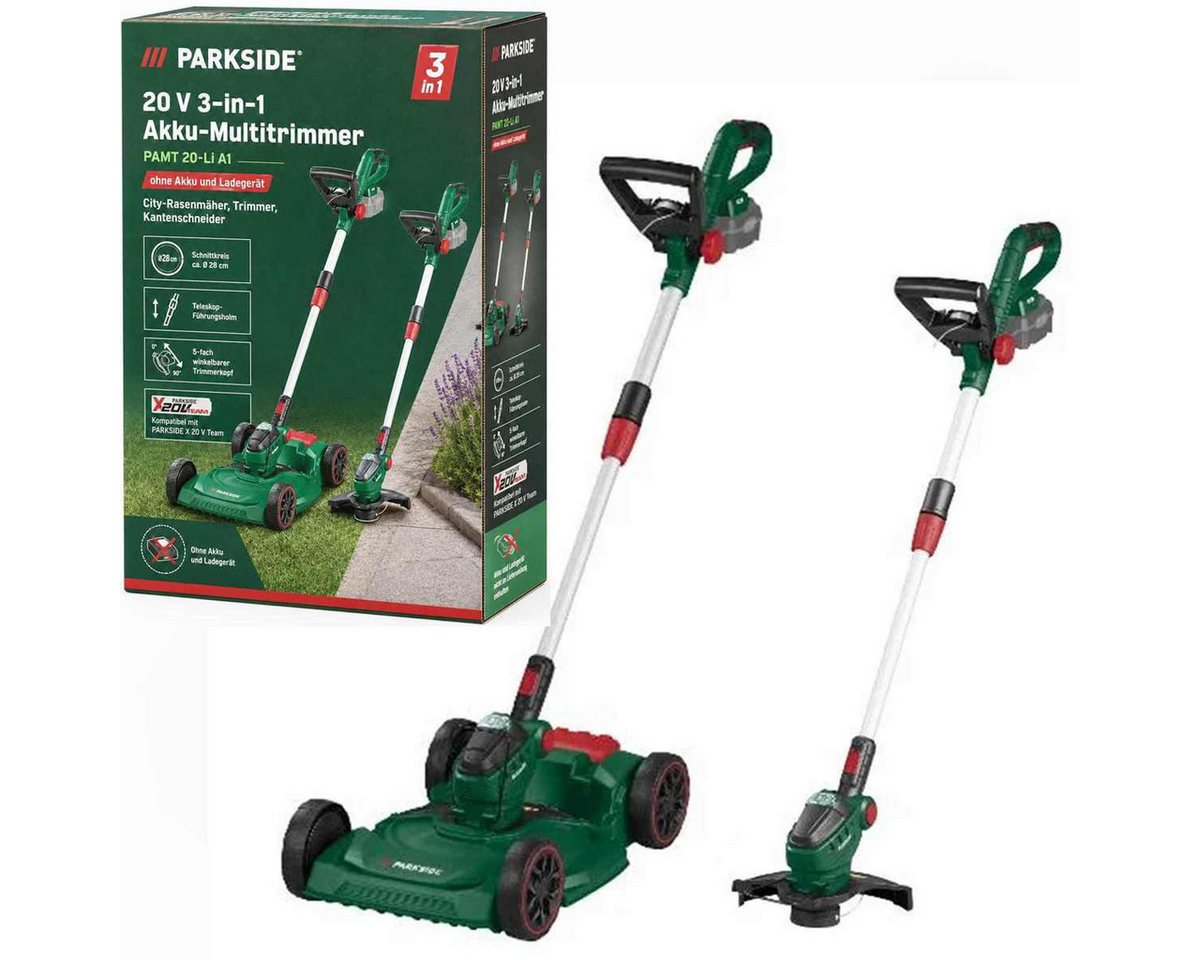 Parkside Akku-Rasentrimmer 20 V 3in1-Akku -Rasen - Multitrimmer PAMT 20-Li ohne Akku, Ladegerät