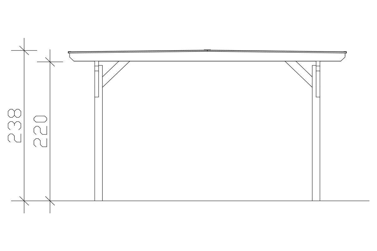 Skanholz Einzelcarport Odenwald, BxT: 428x541 220 cm, Einfahrtshöhe cm hellbraun