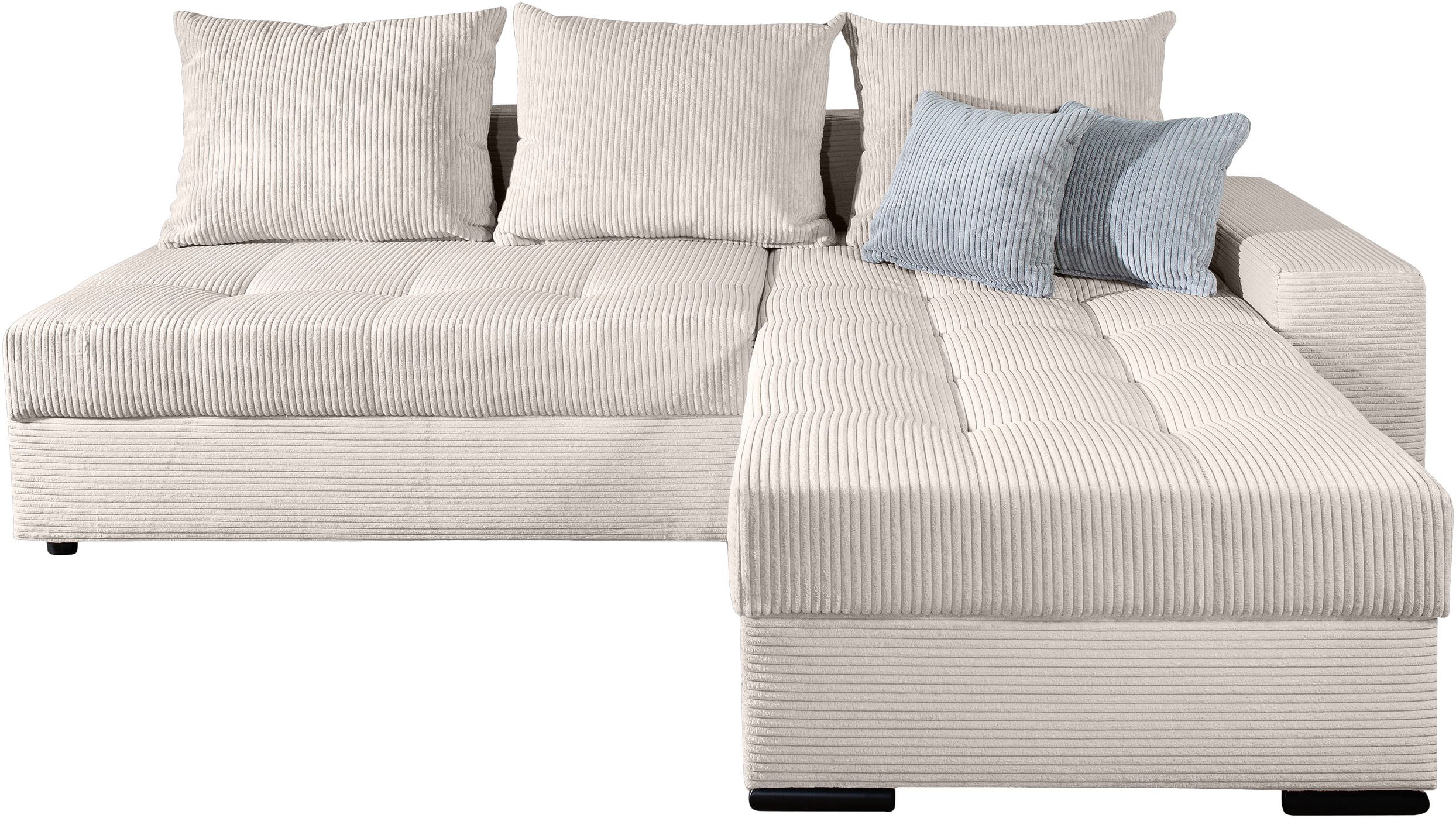 COLLECTION AB Ecksofa Josy L-Form, B: 214 cm in Cord, Cord-Mix, Bettfunktion, Bettkasten & 2 Zierkissen, Federkern