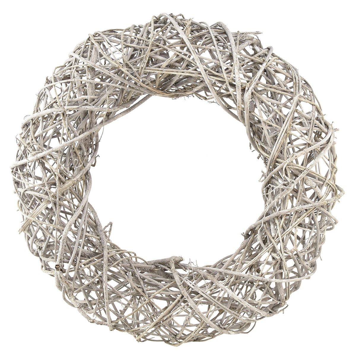 Florists Products Bastelkranz Dekokranz Holz Deko Rattan Natur Weiß Ø40cm H9,5cm - Shabby