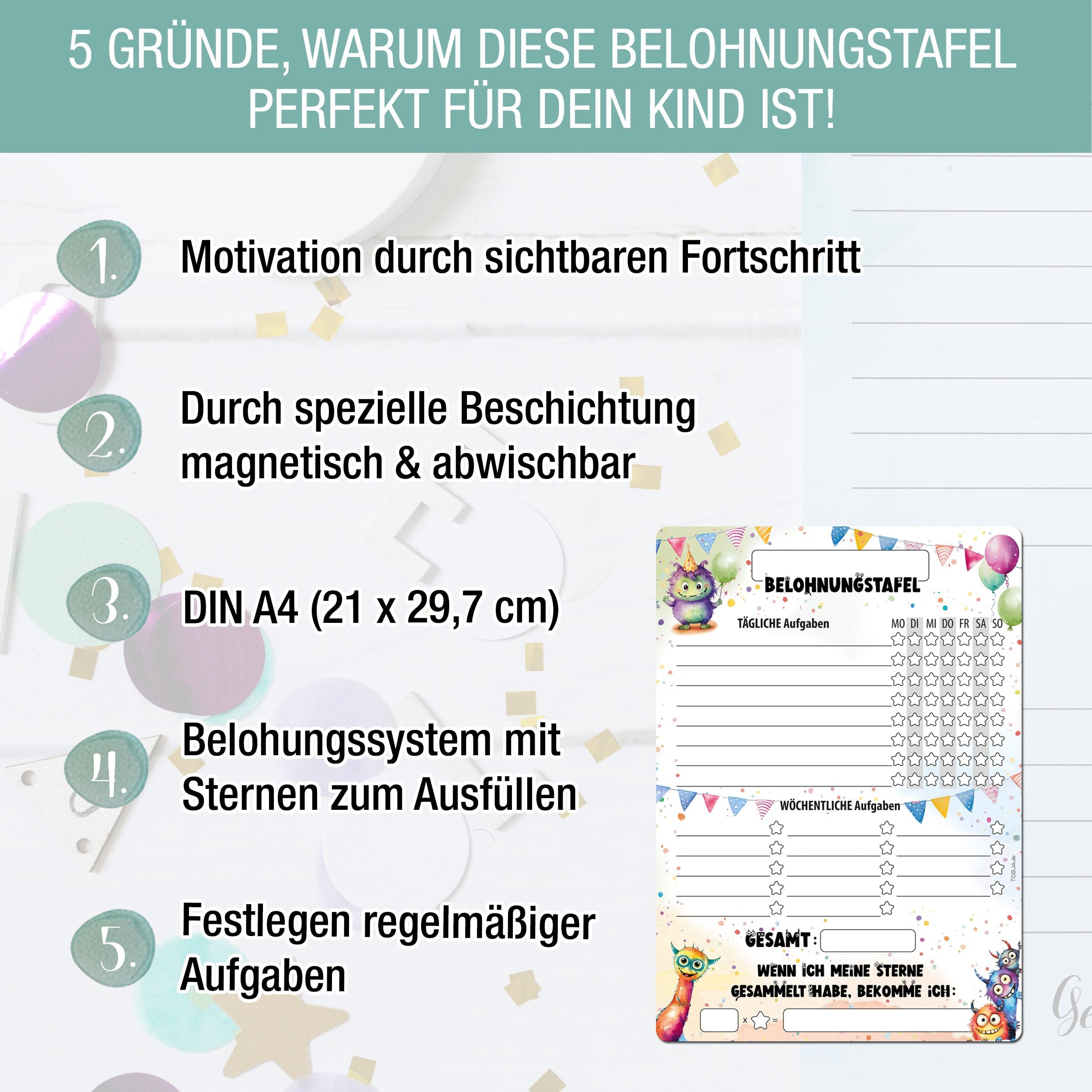 TOBJA Magnettafel Belohnungstafel Monster für Kinder, günstig online kaufen