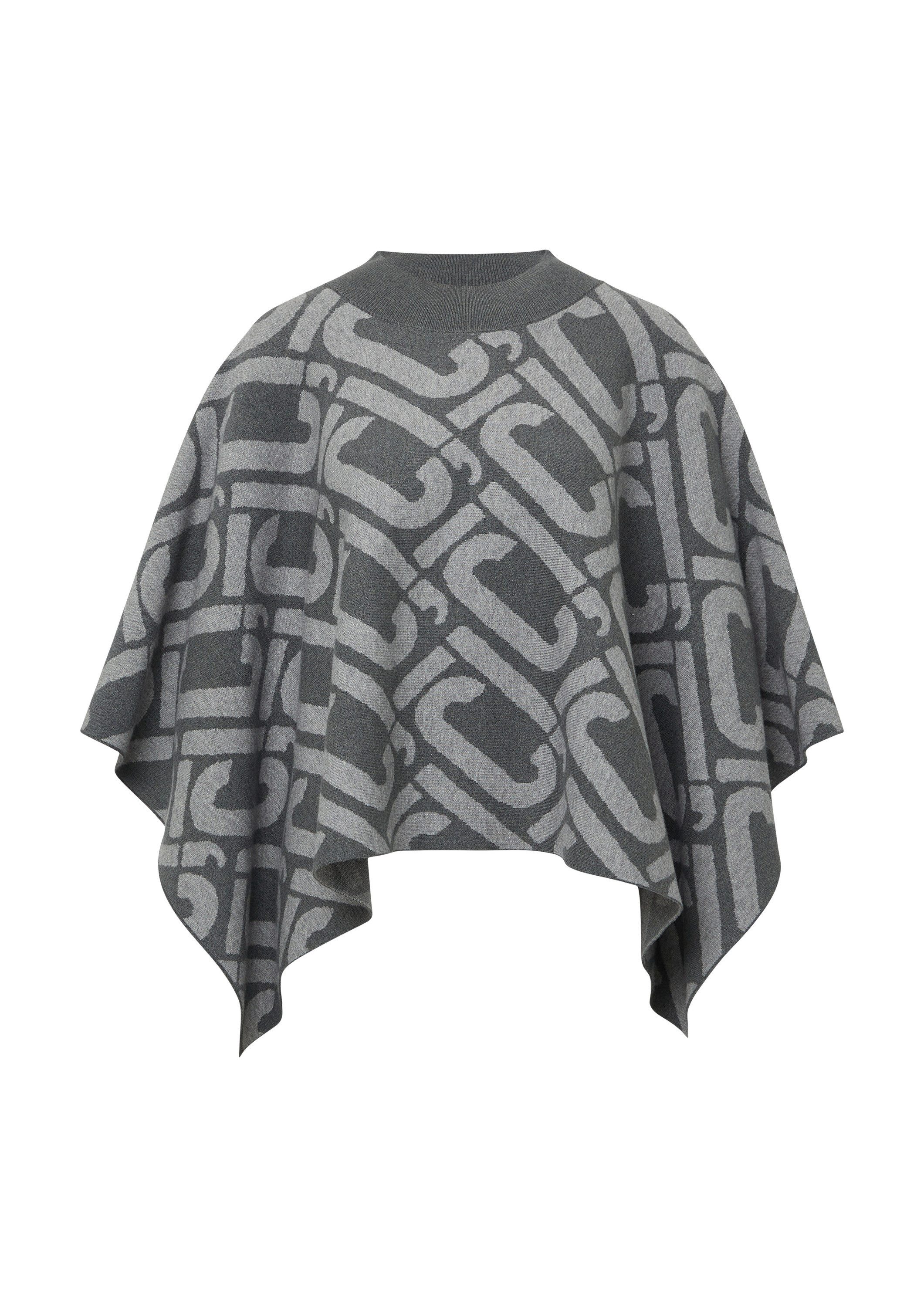 comma Poncho Indoor-Poncho Strick-Poncho mit Icon-Muster