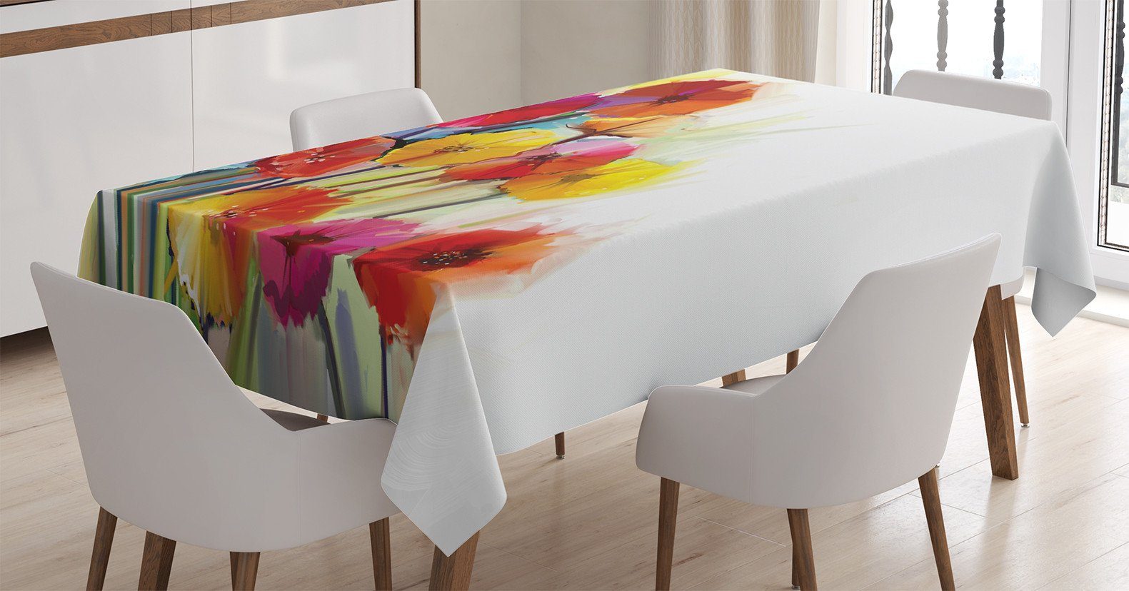 Abakuhaus Tischdecke Farbfest Waschbar Für den Außen Bereich geeignet Klare Farben, Blumen Gerbera-Blume Romantik
