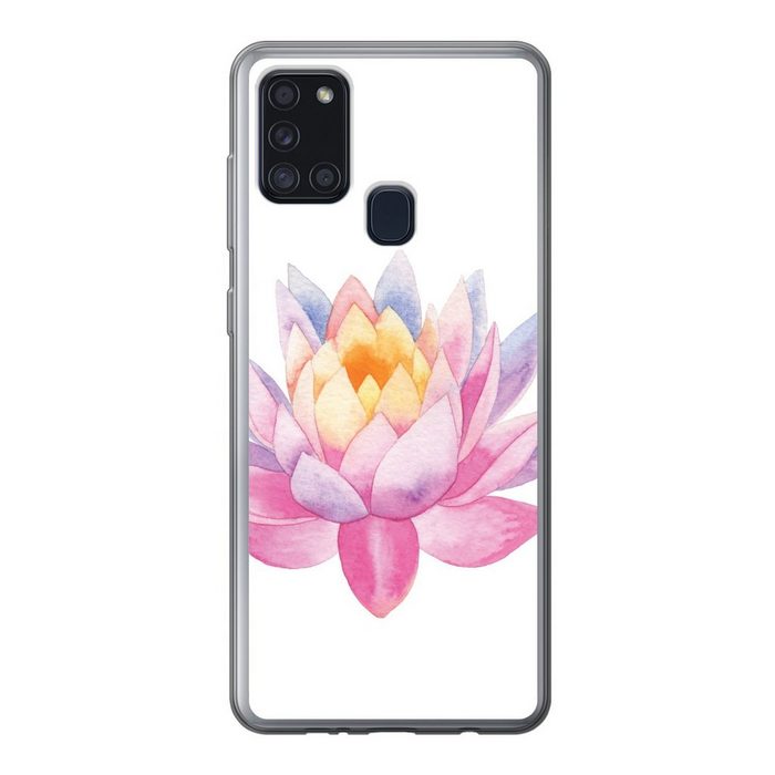 MuchoWow Handyhülle Aquarell - Blume - Seerose Handyhülle Samsung Galaxy A21s Smartphone-Bumper Print Handy