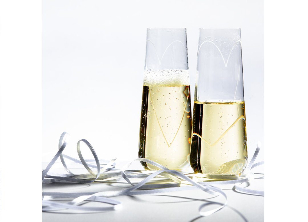 Crystalex Sektglas Glass Heart Prosecco Sektgläser Kristallglas 250 ml 2er Set, 2-tlg., Kristallglas, geschliffen, Kristallglas