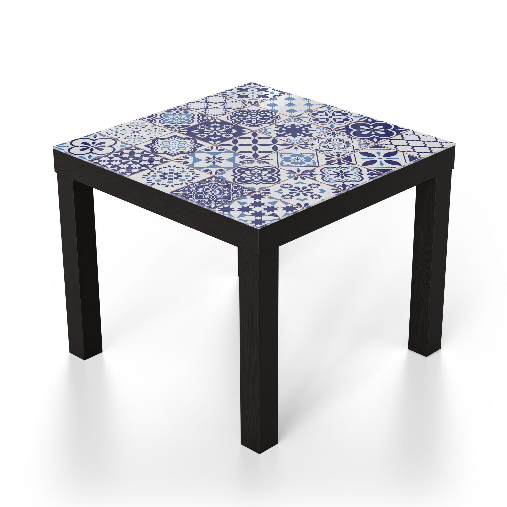 Couchtisch Wandkacheln', Beistelltisch Glas Glastisch 'Azulejo modern Schwarz DEQORI