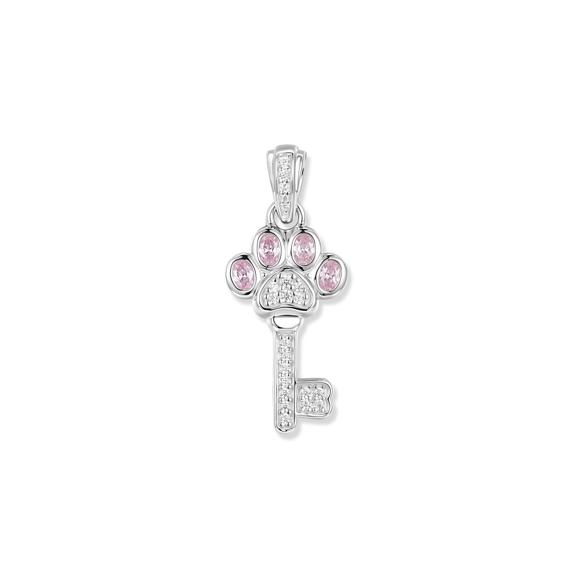 Seinerzeit FLORA & FAUNA Kettenanhänger Pink Paw Schlüssel Anhänger (1-tlg), Material: 925 Sterling Silber rhodiniert