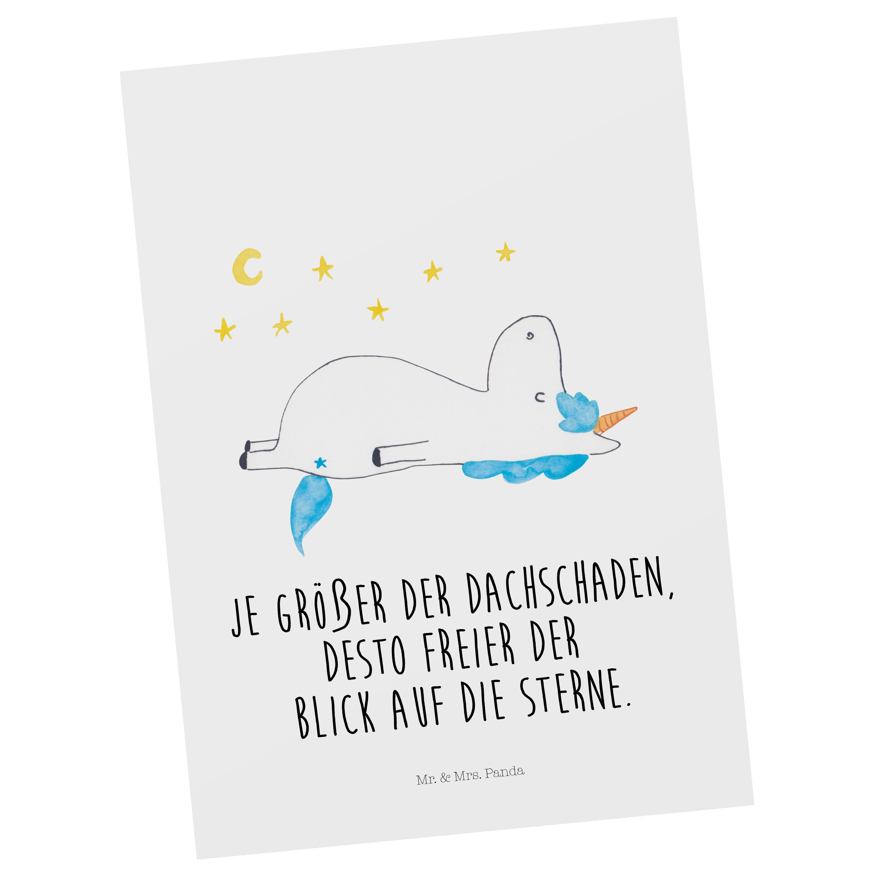 Mr. & Einhorn Mrs. Panda Deko, Sternenhimmel - Einhorn Postkarte Geschenkkarte - Geschenk, Weiß