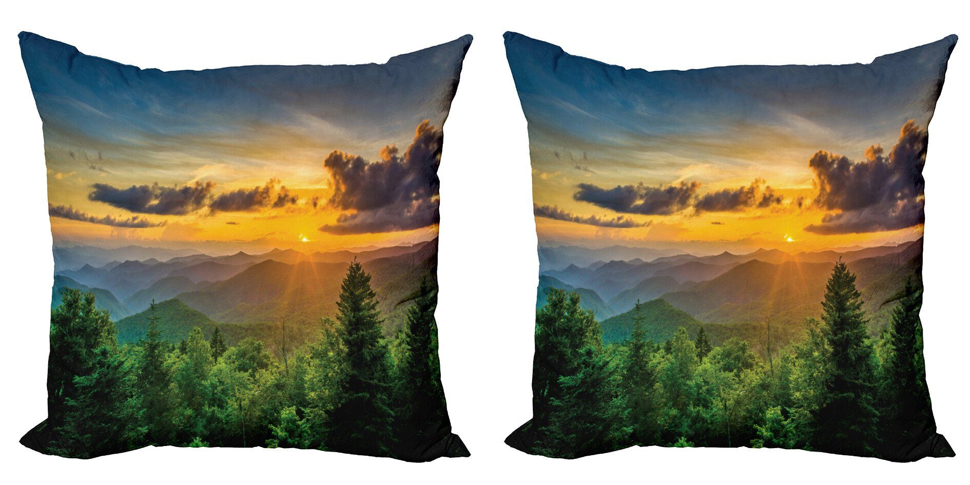 Kissenbezüge Modern Accent Doppelseitiger Digitaldruck, Abakuhaus (2 Stück), Appalachian Sunset Hills Panorama