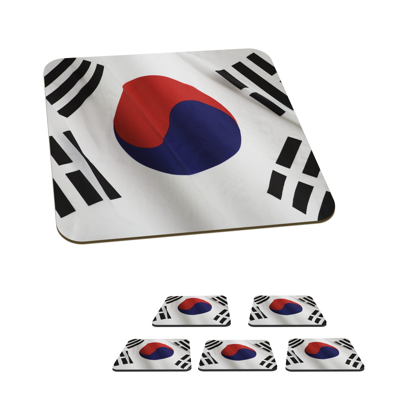 MuchoWow Glasuntersetzer Nahaufnahme der Flagge von Südkorea, Zubehör für Gläser, 6-tlg., Glasuntersetzer, Tischuntersetzer, Korkuntersetzer, Untersetzer, Tasse