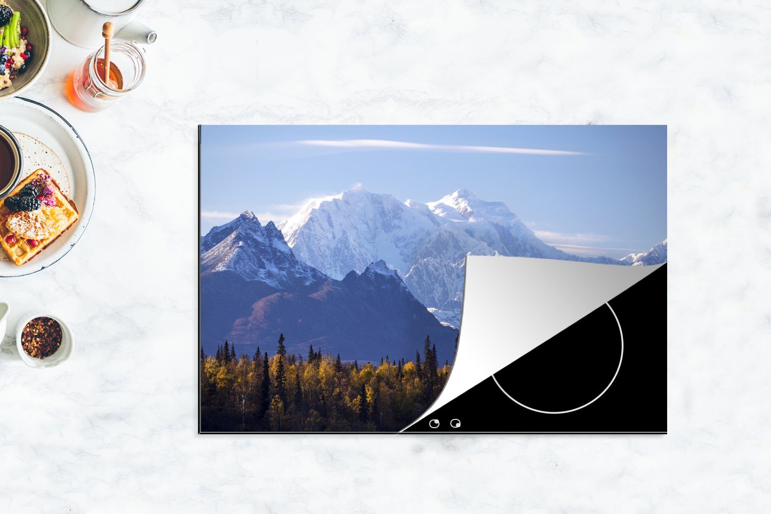 MuchoWow Herdblende-/Abdeckplatte Die Vinyl, in tlg), beeindruckende die Landschaft (1 im, Denali-Nationalparks Ceranfeldabdeckung Induktionskochfeld des Alaska 81x52 cm, küche, für Schutz