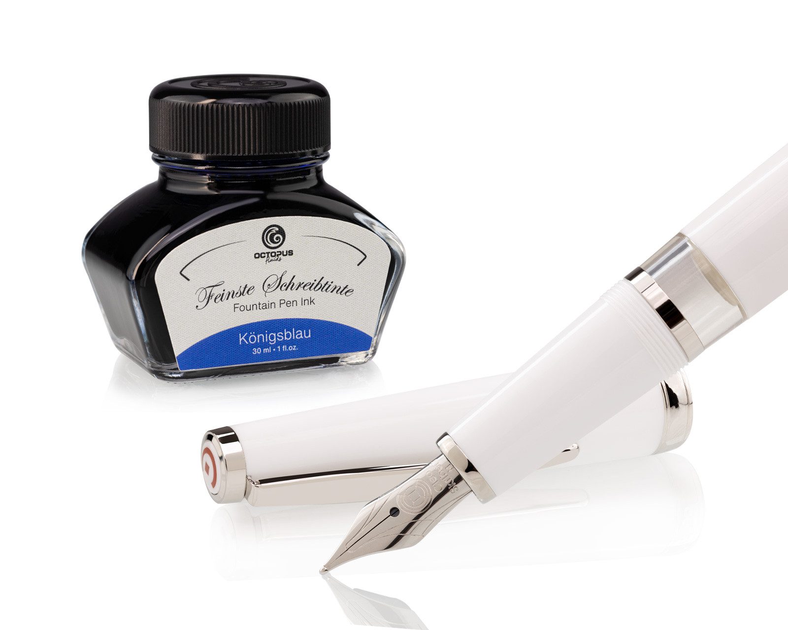 Cleo Skribent Füllhalter Cleo Skribent Classic Palladium Kolben-Füllhalter M-Feder 30ml Tinte