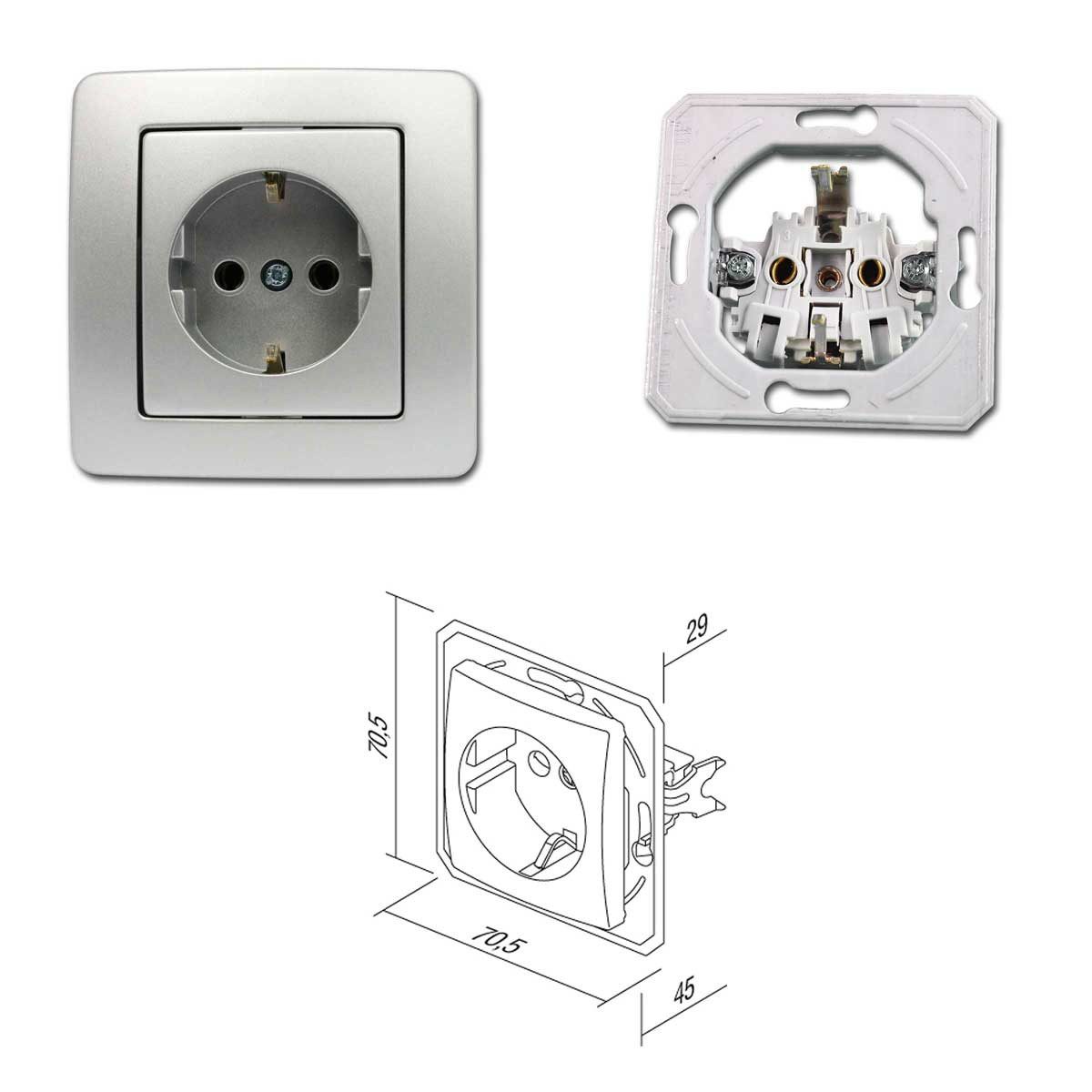 TEM Bewegungsmelder EKONOMIK Bewegungsmelder & Steckdose silber