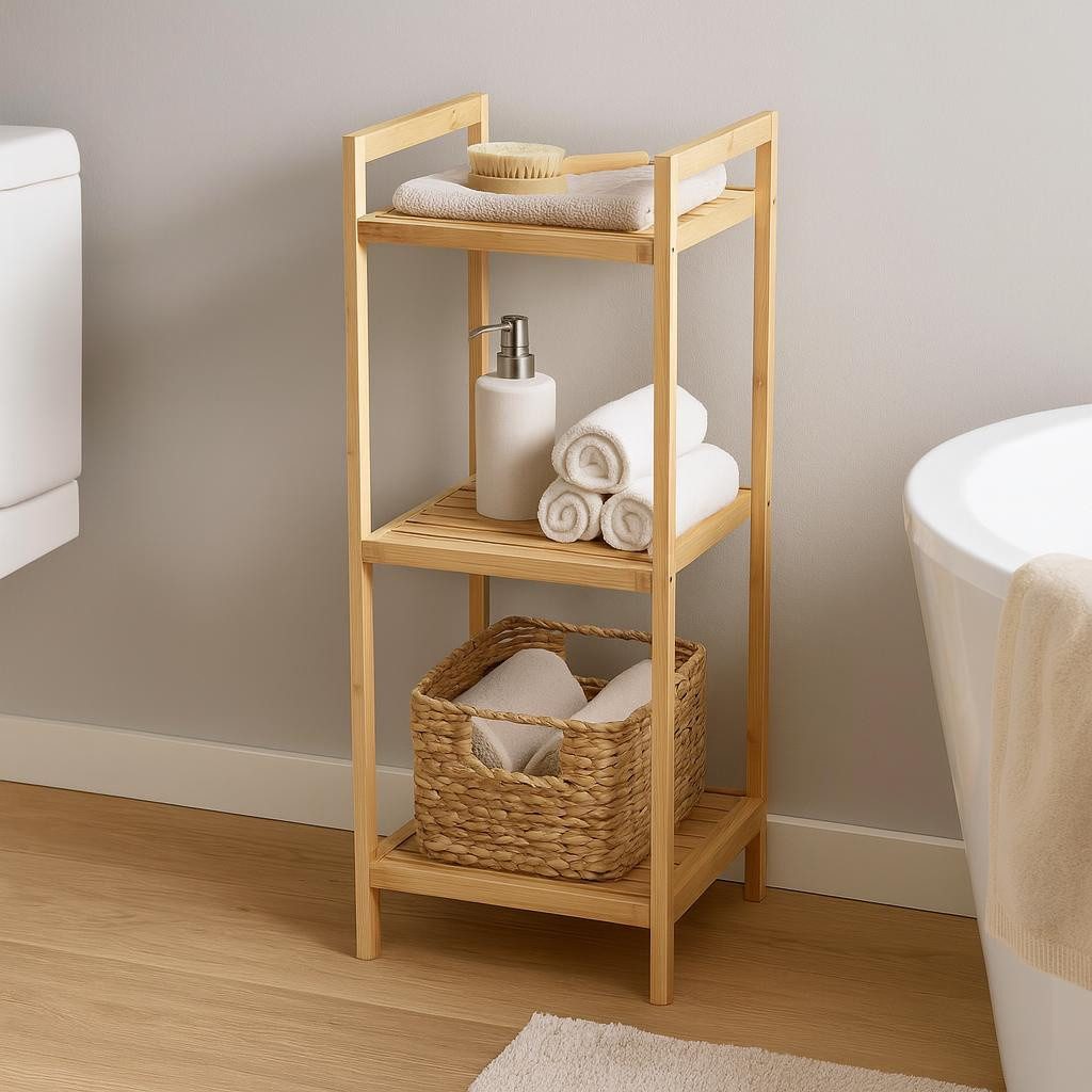 Kesper Badregal Bambusregal mit 3 Ablagen KESPER, 30 x 30 x 70 cm – Bild 4 von 4