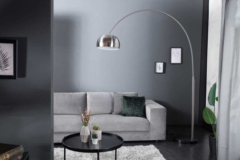 Metall gebürstet, Modern Design verstellbar · ohne Leuchtmittel, Wohnzimmer LOUNGE · · Bogenlampe chrom 170-210cm riess-ambiente DEAL