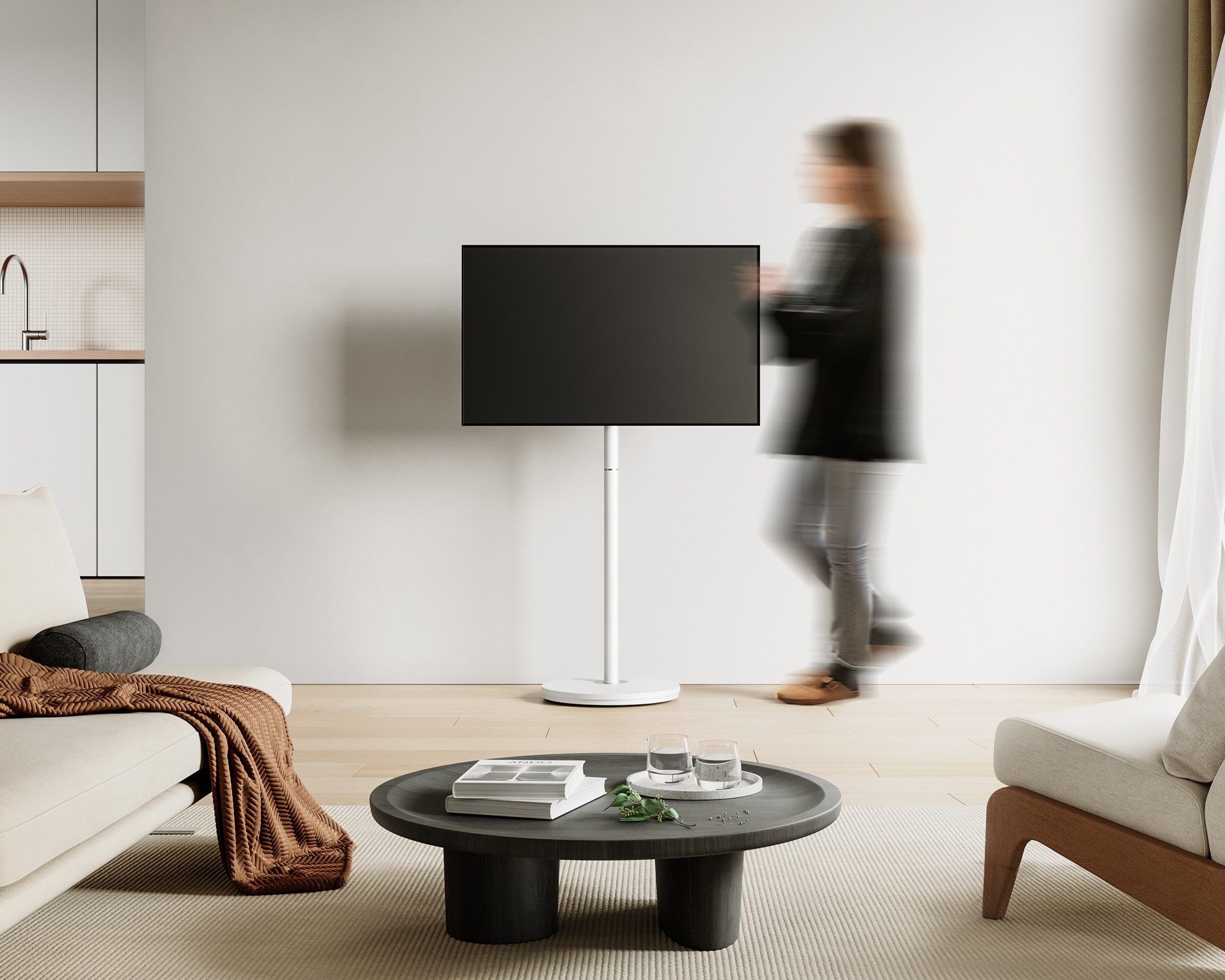 FITUEYES TV-Ständer mit Lenkrollen, 24-48 Zoll, höhenverstellbar, (bis 48,00 Zoll, Metallkonstruktion, mit Kabelmanagement) – Bild 2 von 5
