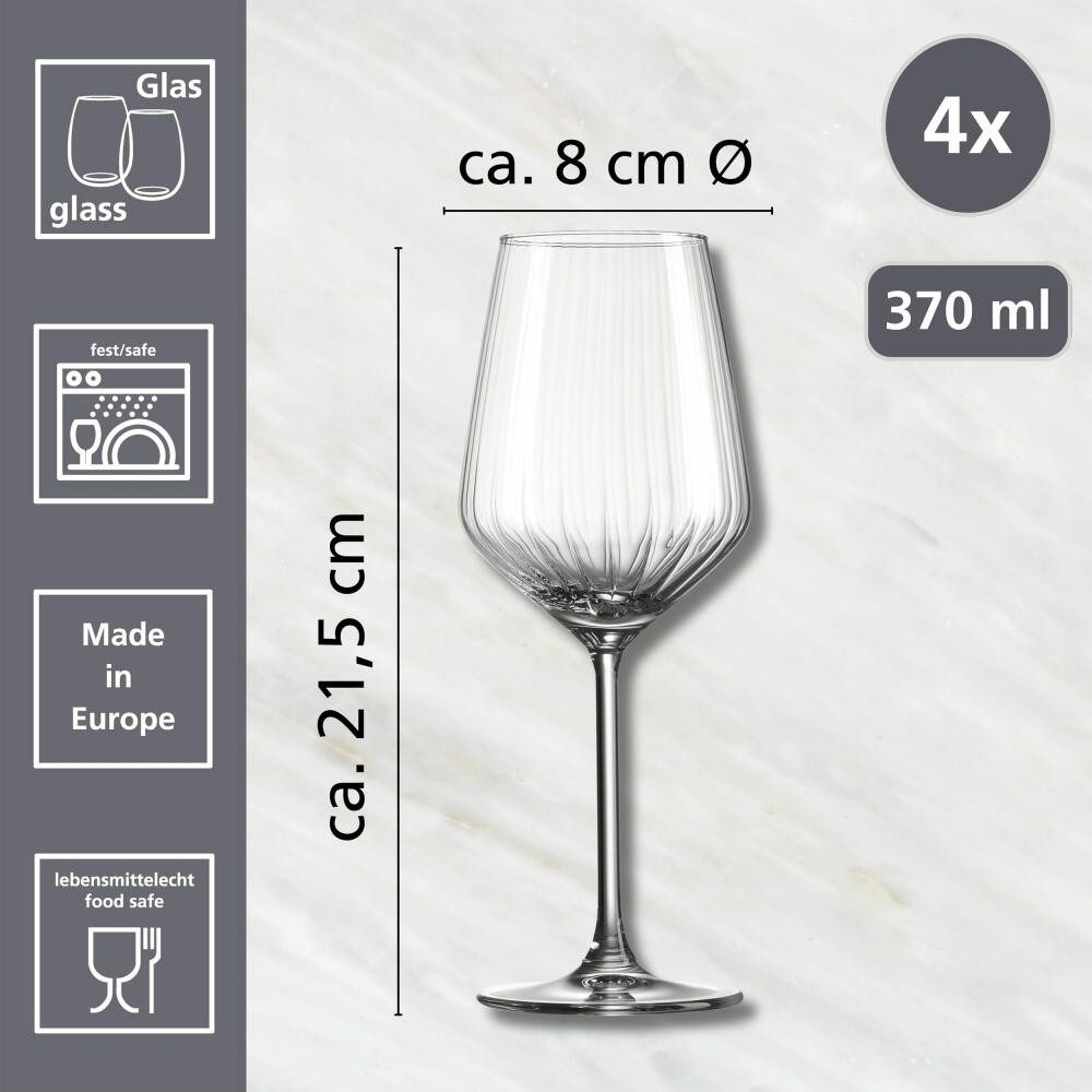 Ritzenhoff & Breker Weißweinglas 4er Set Jive, 370 ml, 4-tlg., Glas