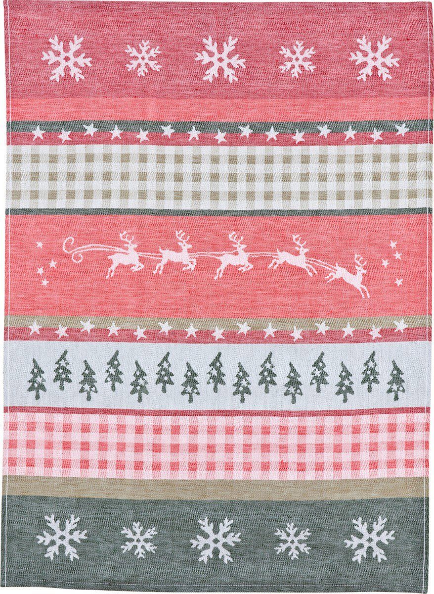 Kracht Geschirrtuch Springende Hirsche, (Set, 3-tlg., Set), 3er Pack Geschirrtücher (3 Stück), ca. 50 x 70 cm, Halbleinen Jacquard