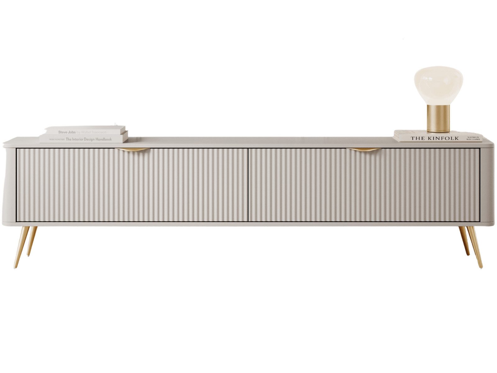 yourhouse24 TV-Schrank TV-Lowboard 200 cm LANTE 2D beige/gold, schwarz