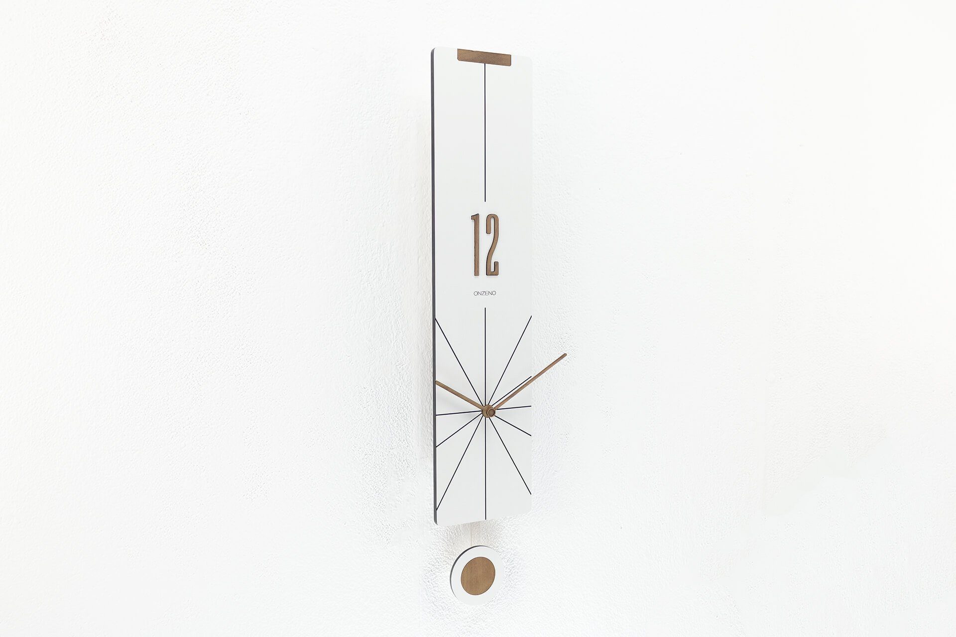 PENDULUM. ONZENO (handgefertigte Wanduhr WHITE cm THE Design-Uhr) 14x72x1.3