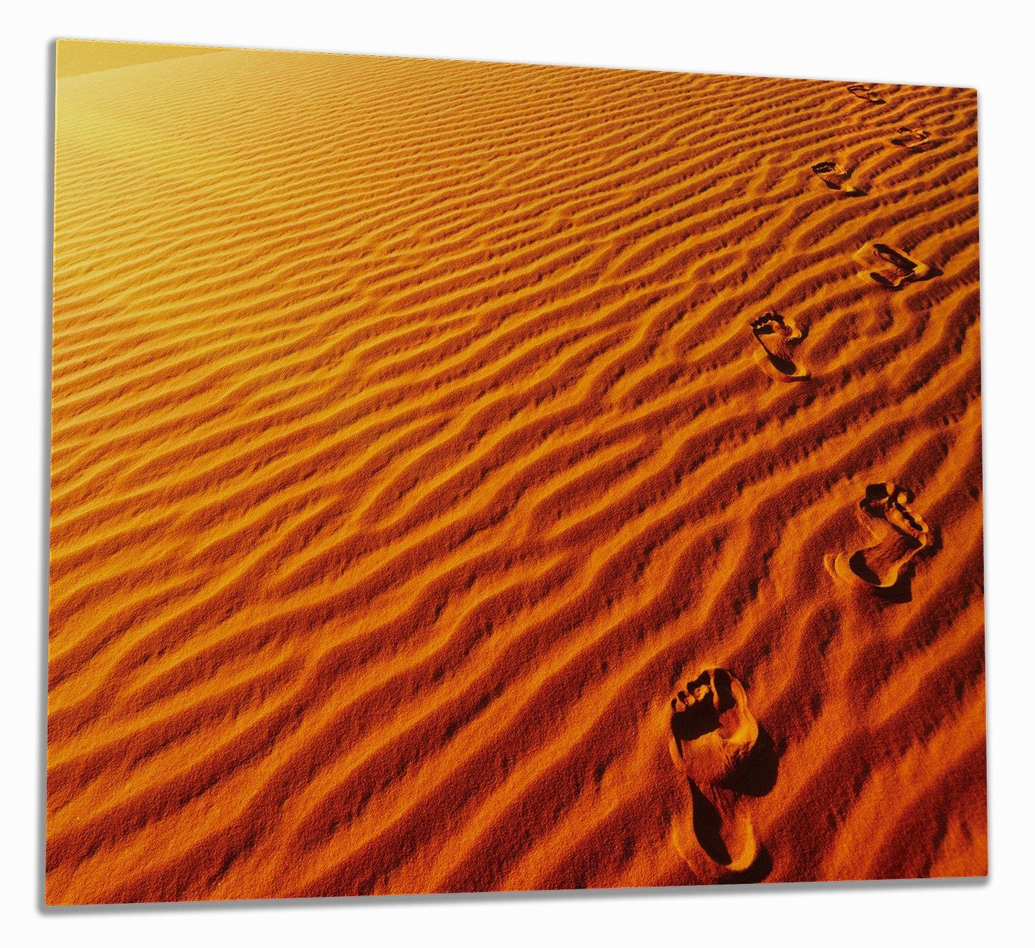 Wallario Herd-Abdeckplatte Fußspuren im inkl. in (Glasplatte, 5mm der Größen ESG-Sicherheitsglas, verschiedene tlg., Wüste, 1 Noppen), - Sand Sanddüne