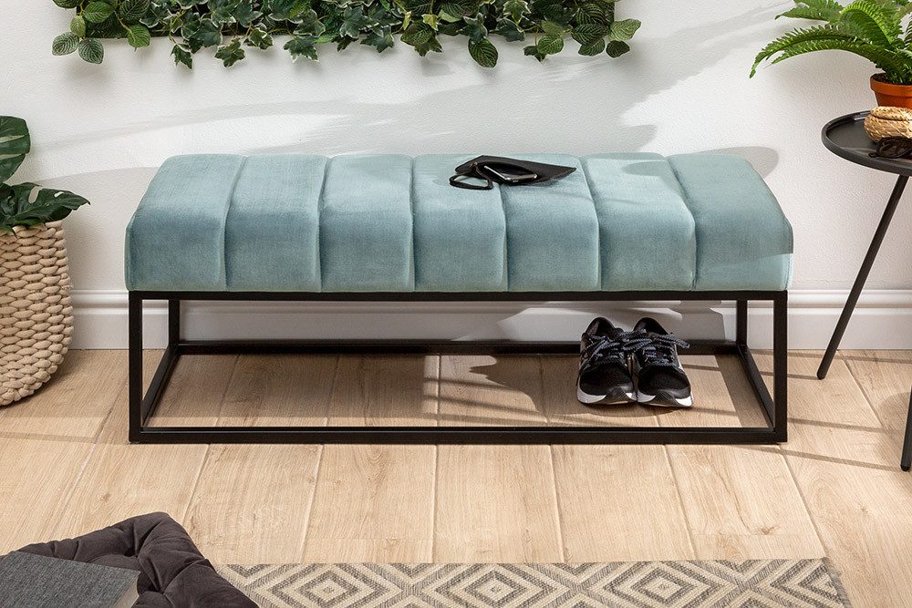 riess-ambiente Sitzbank PETIT BEAUTÉ 110cm salbei mint / schwarz · Flurbank mit Samt-Bezug (Einzelartikel, 1-St), Wohnzimmer · Metall · Schlafzimmer · Sitzkomfort · Modern Design