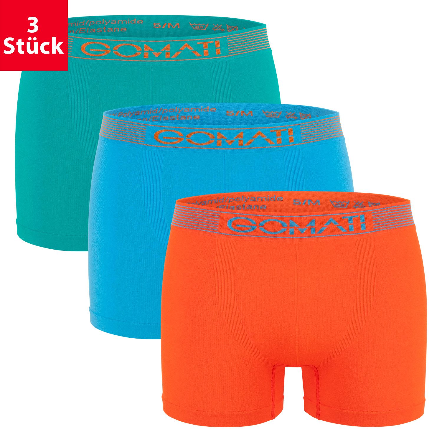 Gomati Boxershorts Herren Seamless Pants (3er Pack) Microfaser-Elasthan Boxershorts