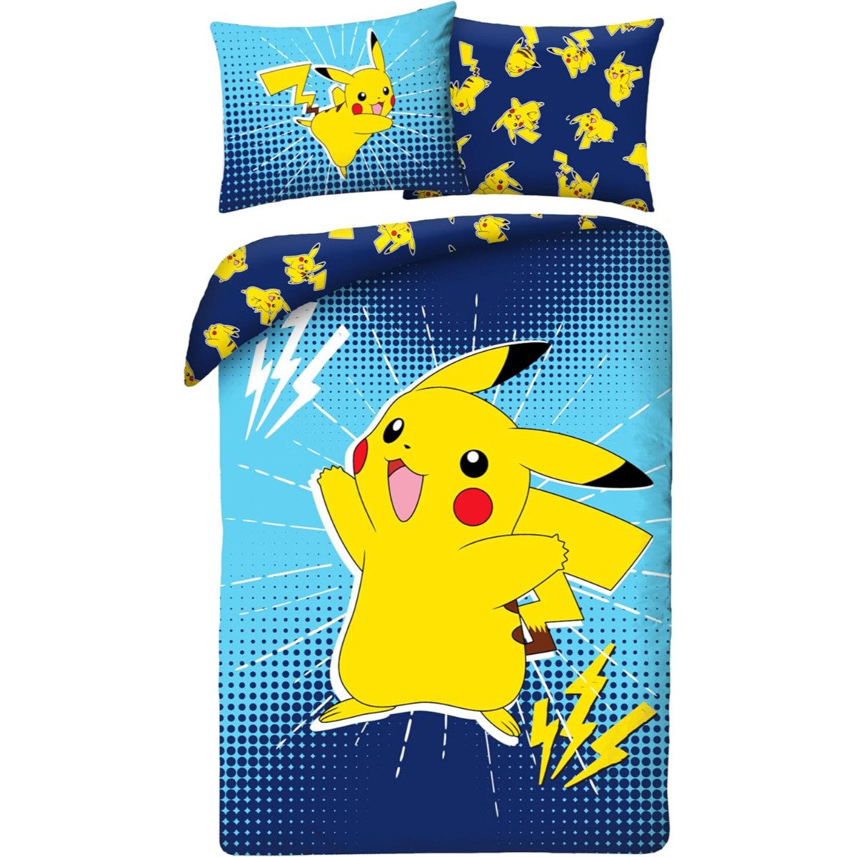 POKÉMON Bettwäsche Set aus Mikrofaser Deckenbezug 140 × 200 cm mit 70 × 90 cm Kissenbezug, Mikrofaser, 1 teilig