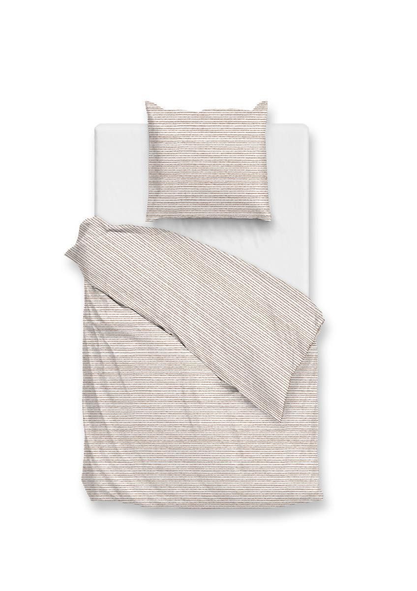 ZO HOME Bettwäsche Striscia Bettwäsche 135 Cream Tan 135x200 Cream-Tan Gestreift, Perkal, 2 teilig, Bettwäsche 135x200 Baumwollbettwäsche Perkal Gestreift