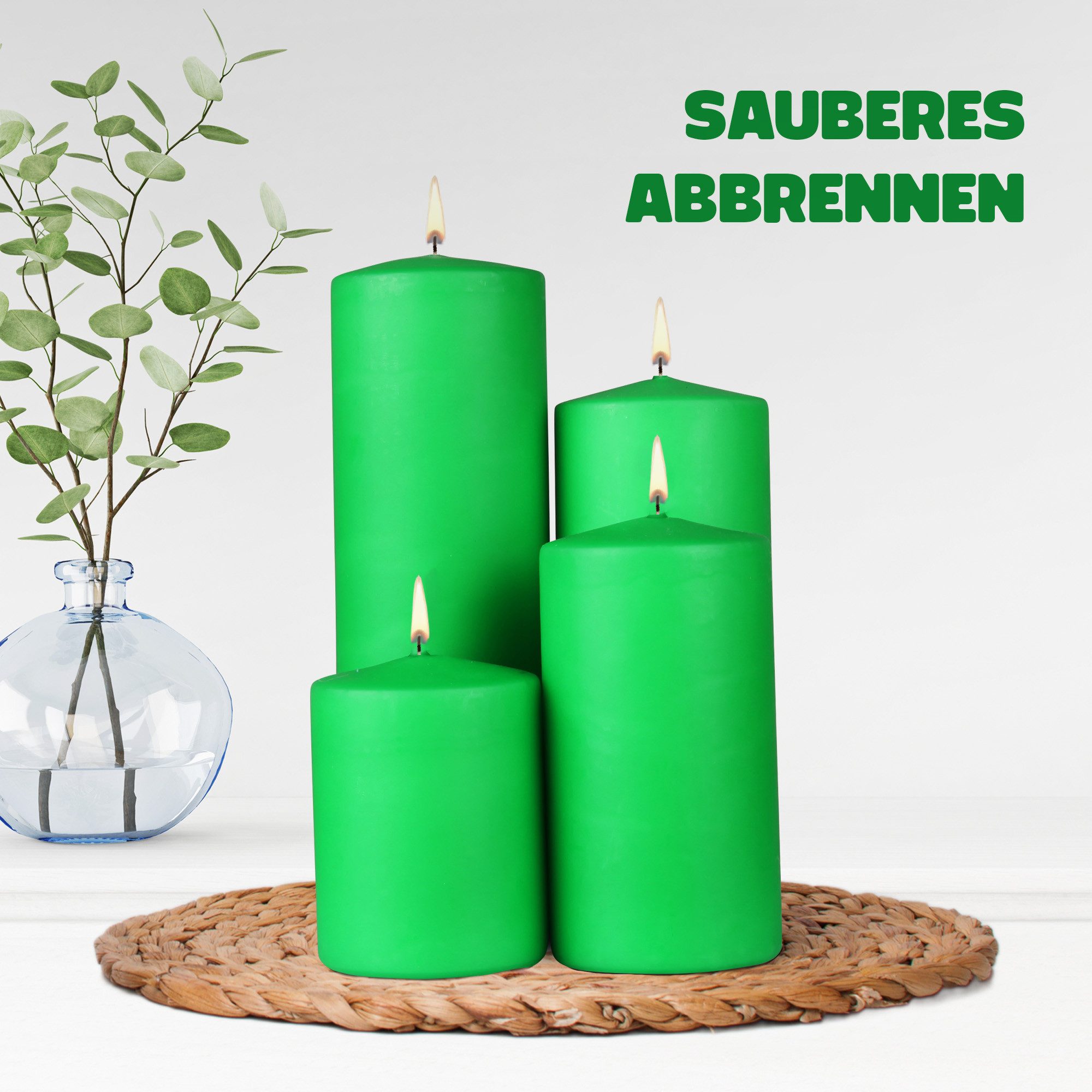 HS Candle Stumpenkerze Säulenkerze Ø7cm (1-tlg), Wachskerzen - unparfümierte Säulenkerzen - viele Farben/Größen