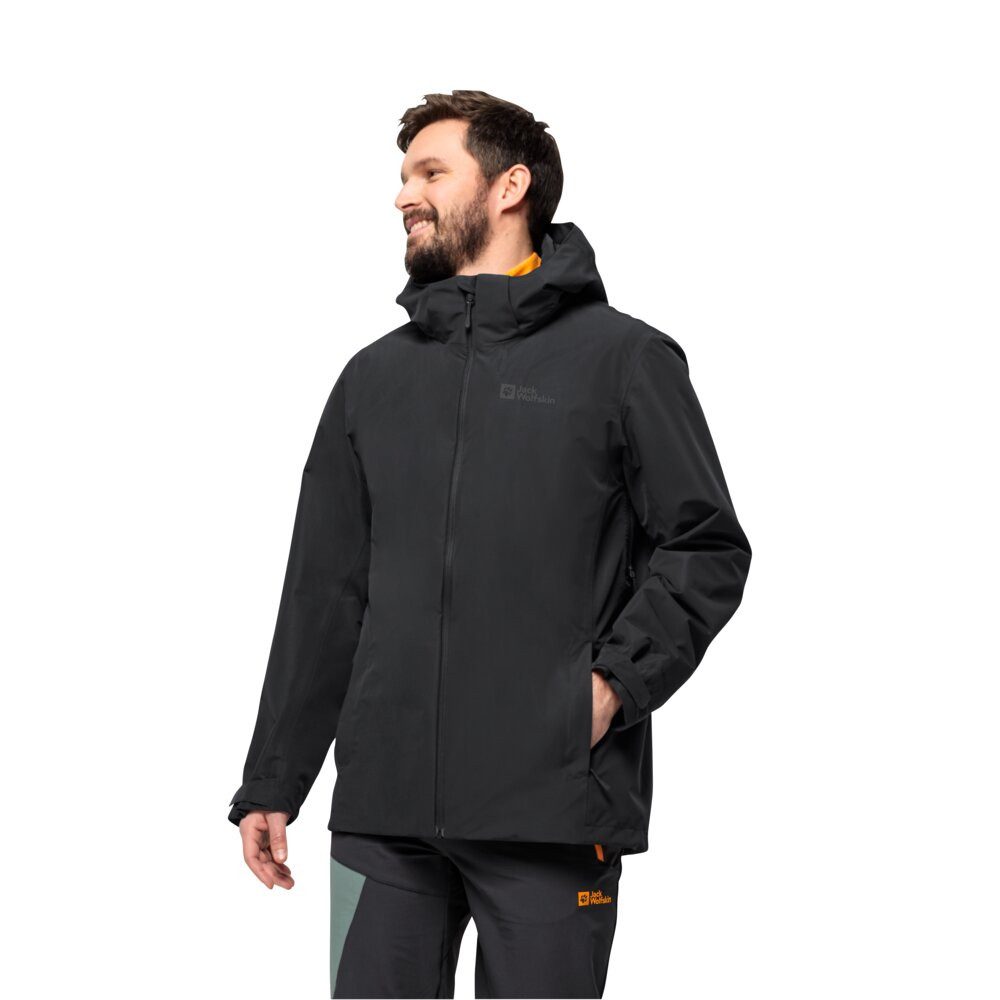 Jack Wolfskin Regenjacke Fernblick 2-Lagen (Wetterschutzjacke, wasserdicht, winddicht) schwarz