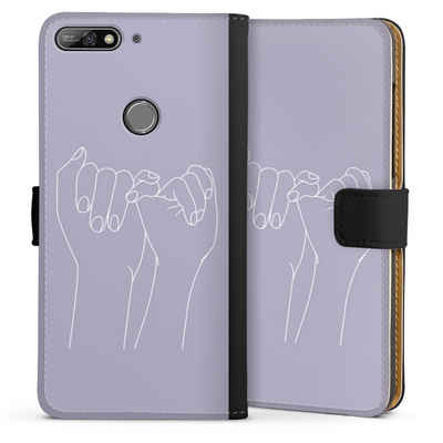 DeinDesign Handyhülle Pinky Promise Line Art, Huawei Y7 (2018) Hülle Handy Flip Case Wallet Cover Handytasche Leder