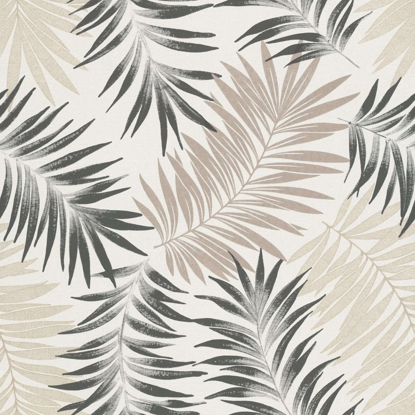 Grandeco Tapete Vliestapete Textiloptik Farne Blattmuster Creme Schwarz Beige A56201 Asperia