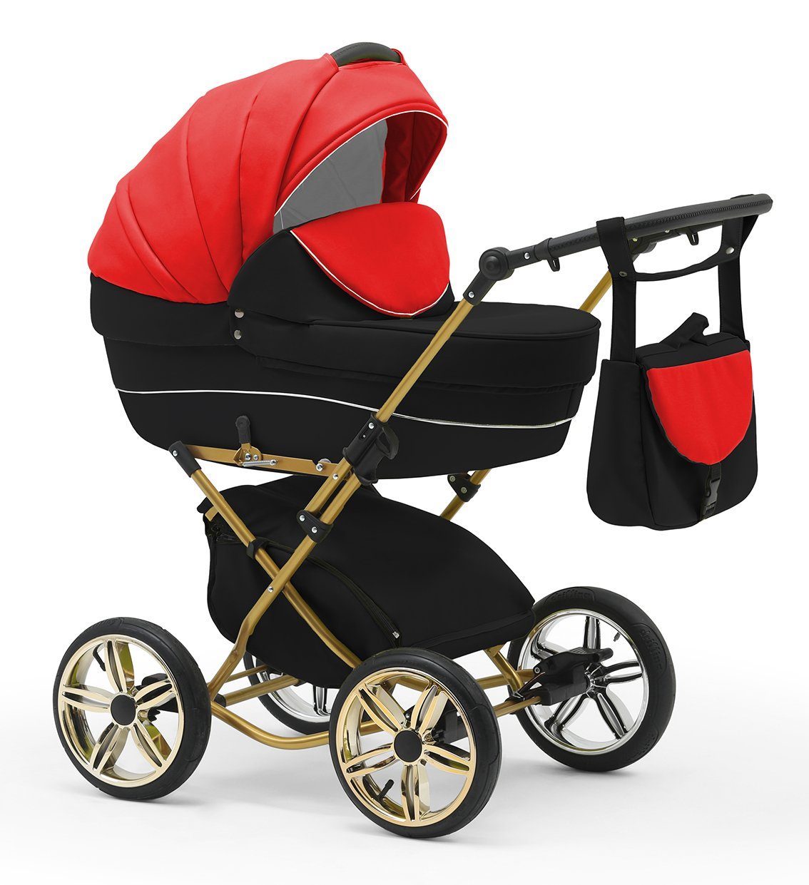 3 Designs 1 Kombi-Kinderwagen 13 10 Teile Rot-Schwarz in in babies-on-wheels Autositz Sorento inkl. - -