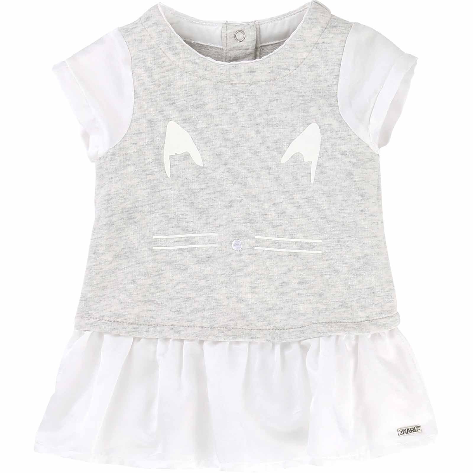 KARL LAGERFELD A-Linien-Kleid KARL LAGERFELD KIDS Kleid Babykleid Katze Choupette grau