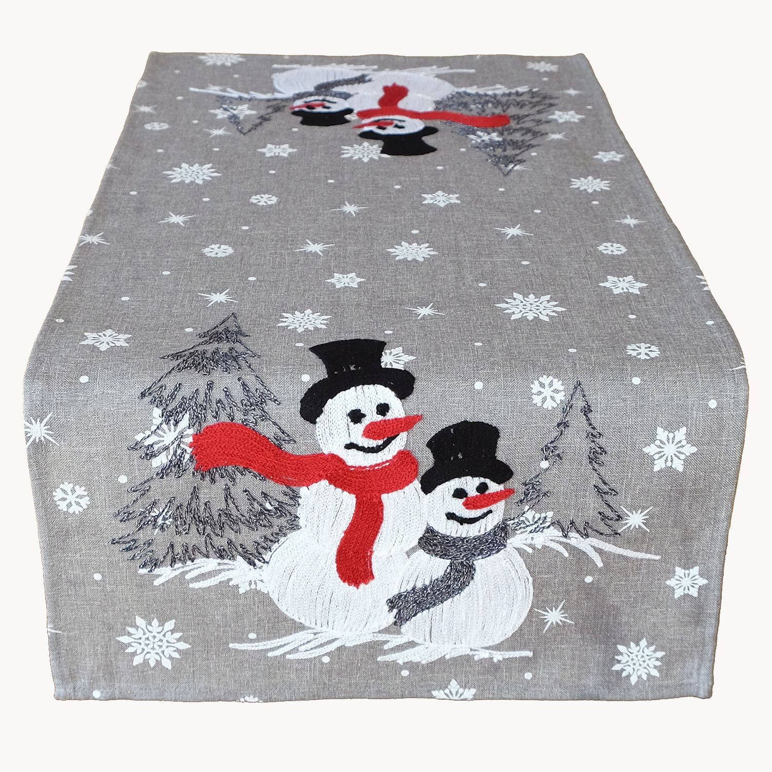 Tischdecke Stickerei Schneemann Tischläufer Weihnachten Winter