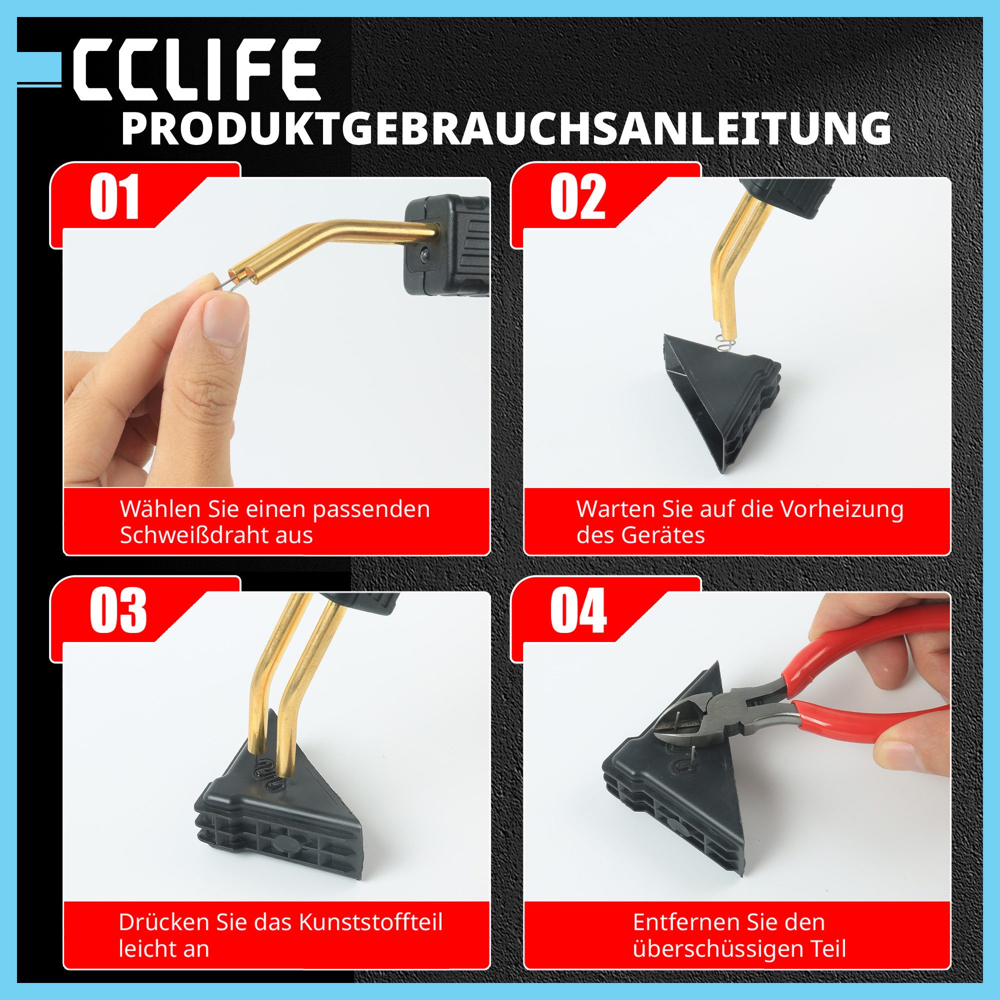 CCLIFE Kunststoff-Reparaturset CCLIFE Kunststoff Schweißgeraet Auto Stoßstange Reparatur Werkzeug – Bild 4 von 5