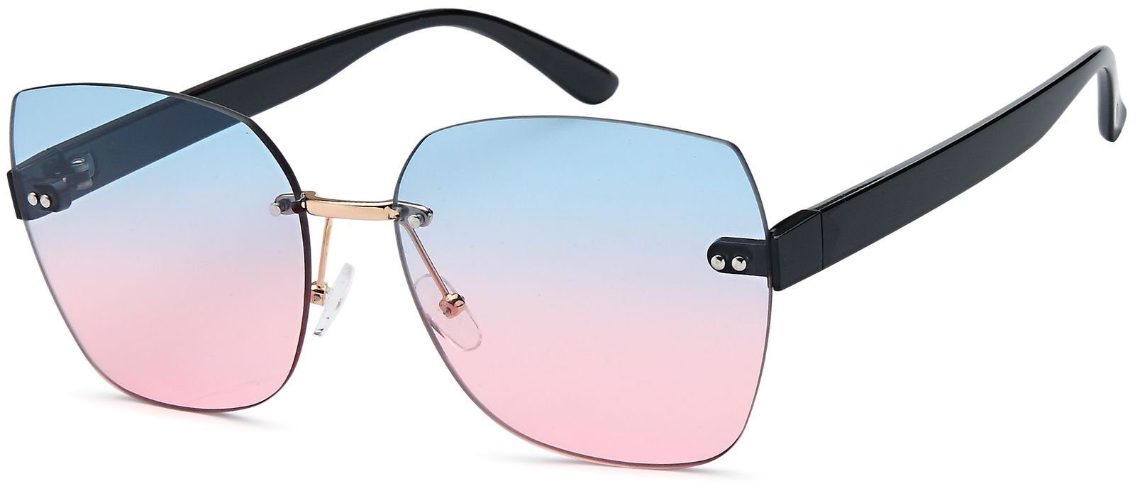 styleBREAKER Sonnenbrille (1-St) Getönt / Schwarz Gestell Glas Blau-Rose Verlauf