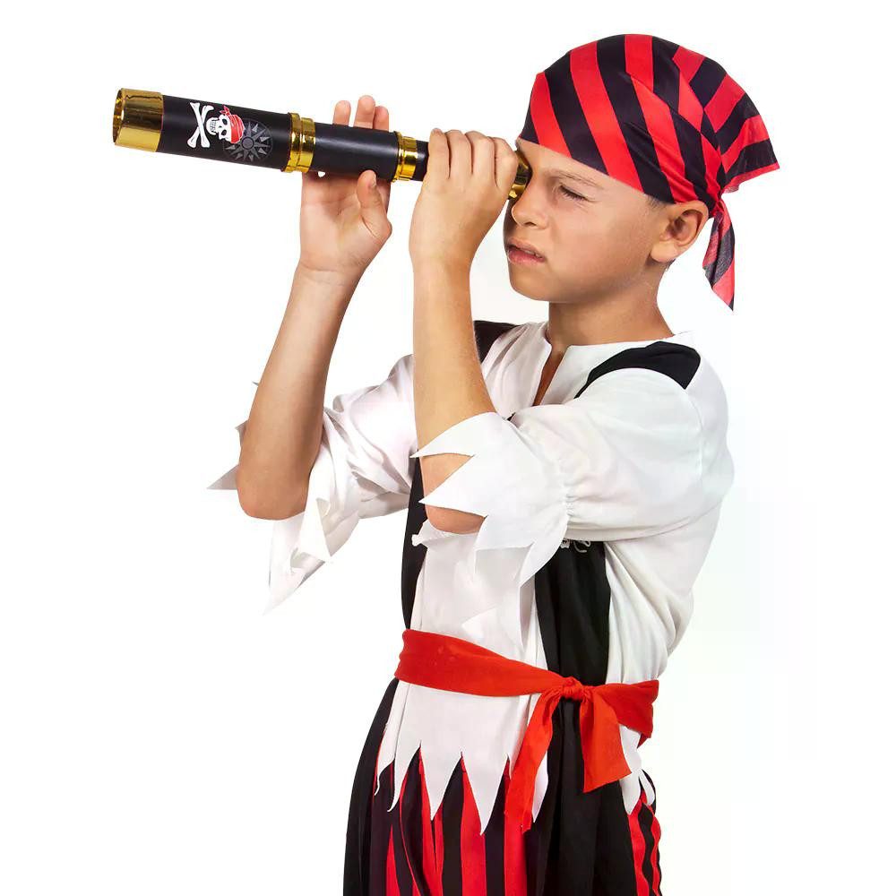 Boland Piraten-Kostüm Piraten-Teleskop 32 cm erweitert Fernrohr schwarz Spielzeug für Kinder, Geeignet auch für Kindergeburtstage, fördert fantasievolles Spielen