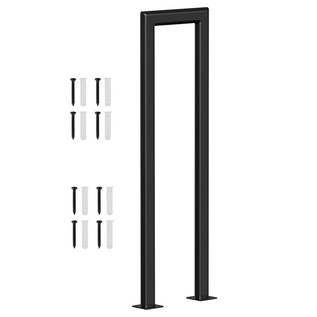 Clanmacy Treppengeländer Treppengeländer U-förmiges ovales Rohr 55 - 100 cm Weiß/Schwarz, 55 cm Höhe