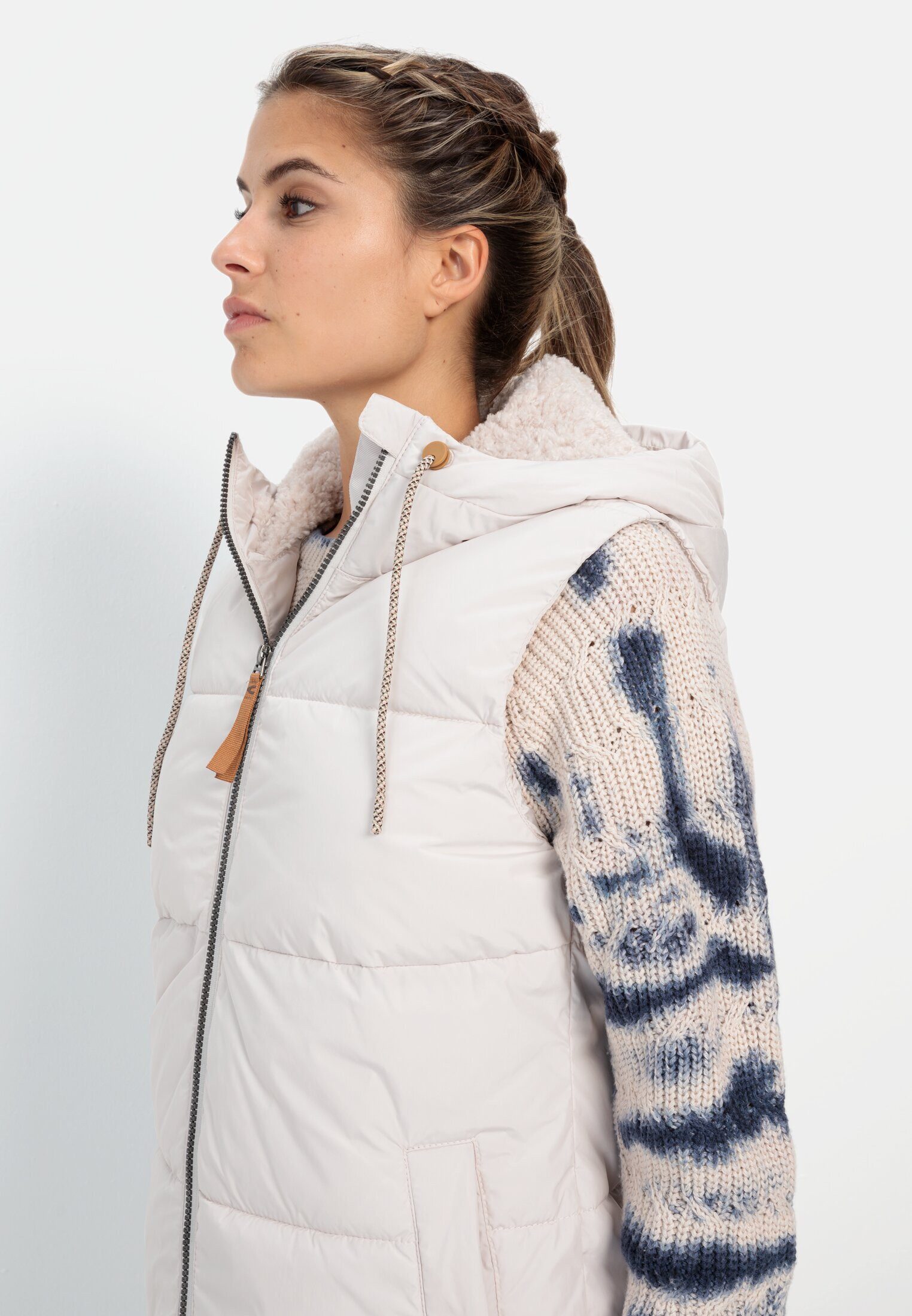 camel active Longweste mit Kapuze ärmellos Kapuze Kordelzug