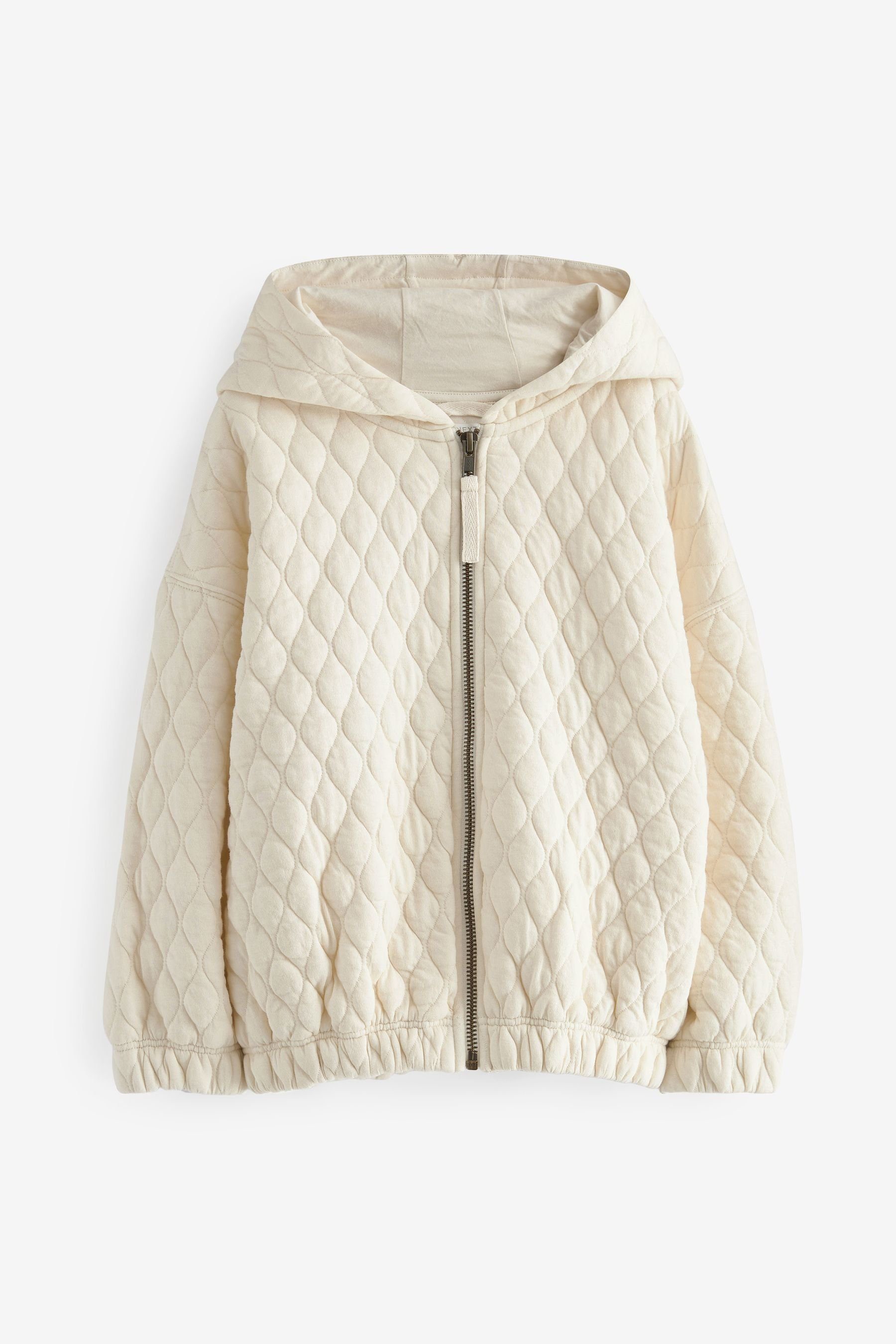 Next Steppjacke Gesteppte Kapuzenjacke mit Reißverschluss Ecru White (1-St)