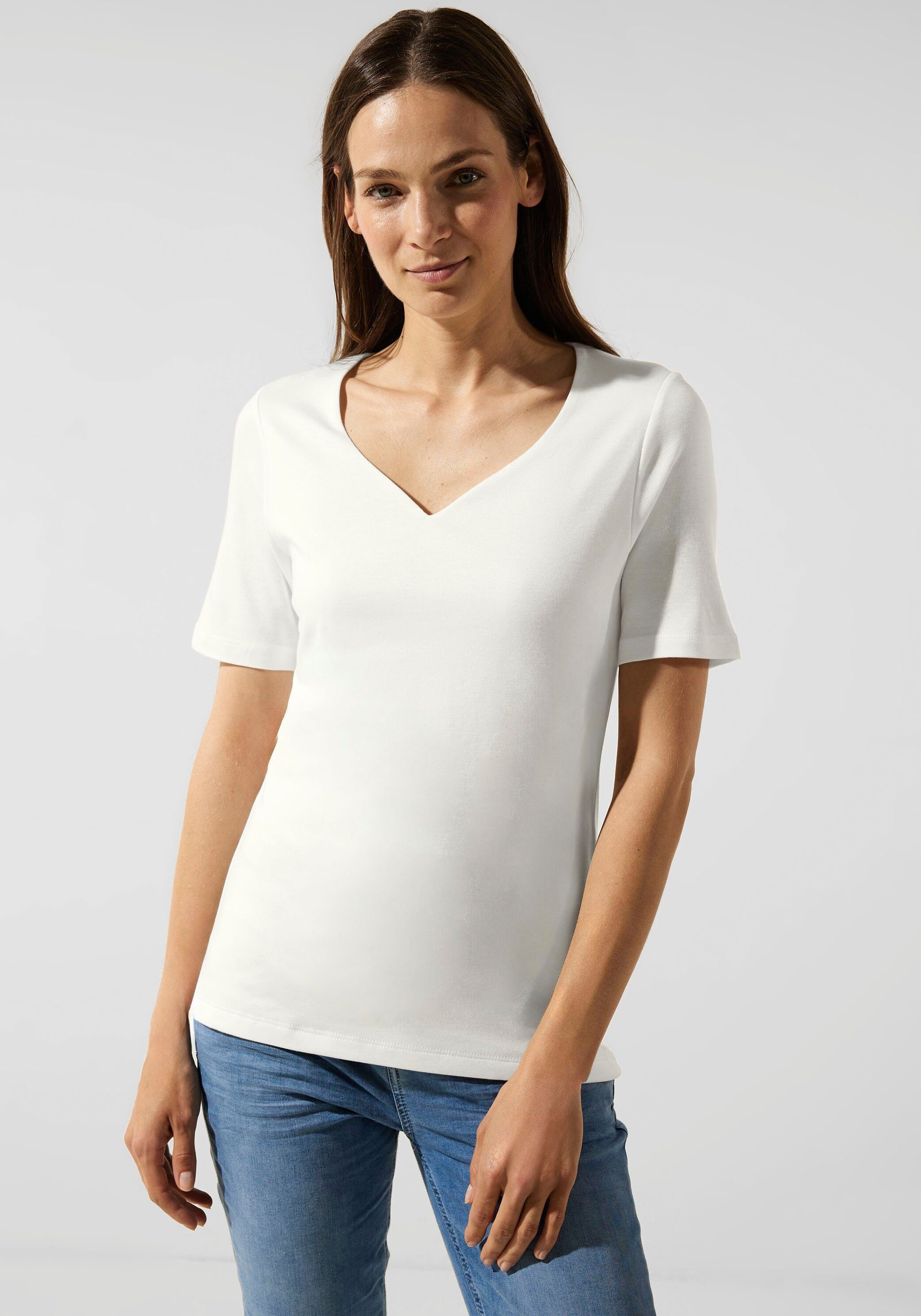 white Herz-Ausschnitt STREET T-Shirt mit ONE off